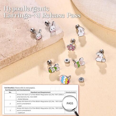 AoedeJ Easter Earrings Cute Bunny Studs Earrings Surgical Steel for Sensitive Ears Flat Back Stud Earrings for Multiple Piercing Conch Earring Stack Jewelry in Saudi Arabia