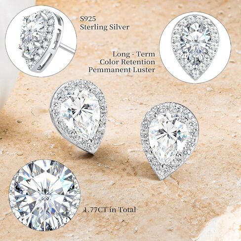 1.77CT Moissanite Stud Earrings, D Color VVS1 S925 Sterling Silver Moissanite Stud Earrings for Women Valentines Anniversary Birthday Jewelry Gifts in Saudi Arabia