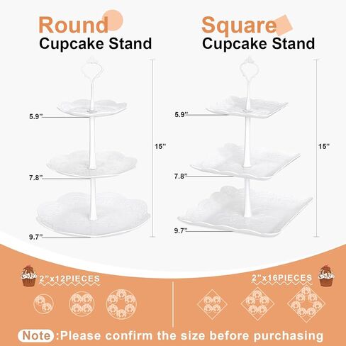 10 Pcs Cake Stand White Plastic Dessert Table Set 4 3 Tire Cupcake Display Stands Cookie Tray Rack Serving Tower and 6 Trays for Wedding Baby Shower Tea Party in Kuwait