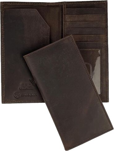 محفظة طويلة رفيعة من الجلد من سبروكيت للرجال والنساء - حماية RFID (أسود) in Kuwait