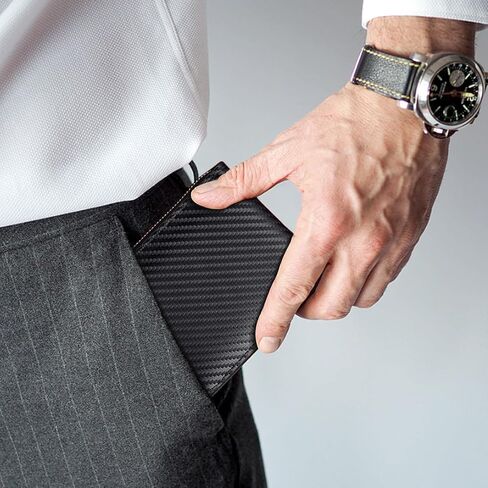 Minimalist Men Wallets with Zipper Fashion Carbon Wallet for Men with 4 Card Slots & 2 ID Windows & Cash Pocket Mens Zipper Wallet Valentine's Day Gift for Him in Saudi Arabia
