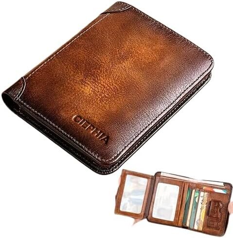 SEDLAV Men's Genuine Leather RFID Wallet - Vintage Thin Multi-Function Card Holder and Money Clip - Stylish Valentine's Day for Him in Kuwait