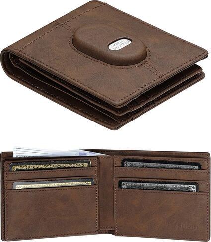 محفظة جلدية لهاتف Samsung Galaxy SmartTag2: محفظة للرجال رفيعة للغاية متوافقة مع علامة تعقب Samsung - محفظة ثنائية الطي تحجب RFID مع نافذة لبطاقة الهوية in Kuwait