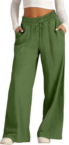 PIFAME Plus Size Capris for Women with Pockets Women's Cotton Linen Drawstring Pants Dressy Spring Summer Ladies Capri 2026 in Saudi Arabia
