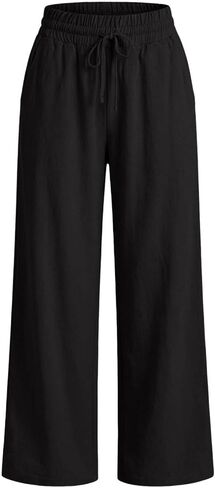 PIFAME Plus Size Capris for Women with Pockets Women's Cotton Linen Drawstring Pants Dressy Spring Summer Ladies Capri 2026 in Saudi Arabia