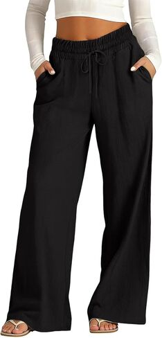 PIFAME Plus Size Capris for Women with Pockets Women's Cotton Linen Drawstring Pants Dressy Spring Summer Ladies Capri 2026 in Saudi Arabia