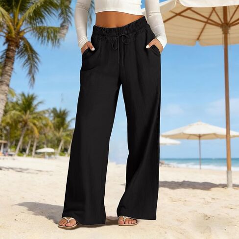 PIFAME Plus Size Capris for Women with Pockets Women's Cotton Linen Drawstring Pants Dressy Spring Summer Ladies Capri 2026 in Saudi Arabia