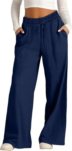 PIFAME Plus Size Capris for Women with Pockets Women's Cotton Linen Drawstring Pants Dressy Spring Summer Ladies Capri 2026 in Saudi Arabia