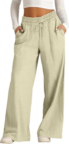 PIFAME Plus Size Capris for Women with Pockets Women's Cotton Linen Drawstring Pants Dressy Spring Summer Ladies Capri 2026 in Saudi Arabia