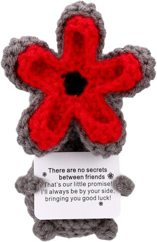 Positive Flower Crochet Doll, Handmade Emotional Crochet Support Doll with Encouragement Card Cute Knitted Flower for Friends Girls Birthday & Graduation in Saudi Arabia