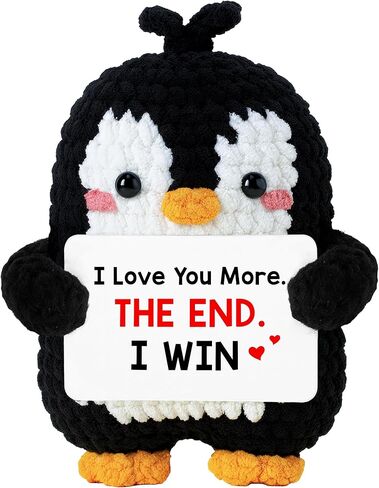 Cute Penguin Romantic Gift - Crochet Penguin Plush for Men, Boyfriend, Husband, Women, Girlfriend, Wife, Him, Her - Couples Gifts for Anniversary, Christmas & More - Stocking Stuffer for Men Women in Kuwait