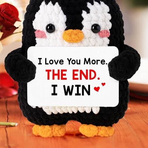 Cute Penguin Romantic Gift - Crochet Penguin Plush for Men, Boyfriend, Husband, Women, Girlfriend, Wife, Him, Her - Couples Gifts for Anniversary, Christmas & More - Stocking Stuffer for Men Women in Kuwait
