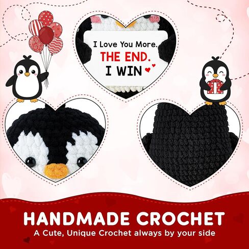 Cute Penguin Romantic Gift - Crochet Penguin Plush for Men, Boyfriend, Husband, Women, Girlfriend, Wife, Him, Her - Couples Gifts for Anniversary, Christmas & More - Stocking Stuffer for Men Women in Kuwait