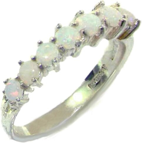 LetsBuyGold 925 Sterling Silver Real Genuine Opal Womens Eternity Ring - Size 11 in Kuwait