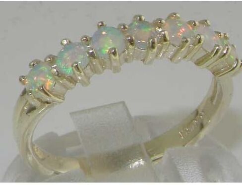 LetsBuyGold 925 Sterling Silver Real Genuine Opal Womens Eternity Ring - Size 11 in Kuwait