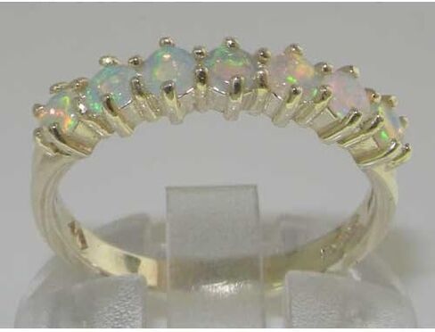 LetsBuyGold 925 Sterling Silver Real Genuine Opal Womens Eternity Ring - Size 11 in Kuwait