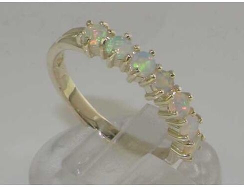 LetsBuyGold 925 Sterling Silver Real Genuine Opal Womens Eternity Ring - Size 11 in Kuwait
