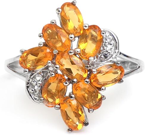 LOOKNSOURCE 925 Sterling Silver Ring Natural Mexican Fire Opal Gemstone Rings, Gemstone Jewelry For Women Anniversary Ring With Free Cotton Sarong in Saudi Arabia