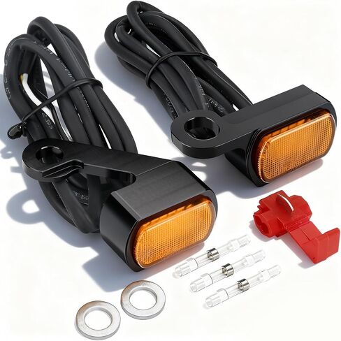MoKitDora LED Turn Signals Front Mini Blinkers Running Light for 2009-2017 Harley Touring Street Road Electra Glide King 2015-2024 Softail Breakout Deluxe Fat Boy Street Bob, Chrome Housing in Saudi Arabia