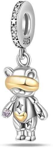CYCUFF 925 Sterling Silver Charms Suitable for Bracelets Charms Beads, Charm Necklaces Jewellery Gift for Women Family Friends (Space Travelling Robot Bear Charm) in Kuwait