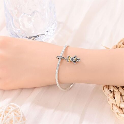 CYCUFF 925 Sterling Silver Charms Suitable for Bracelets Charms Beads, Charm Necklaces Jewellery Gift for Women Family Friends (Space Travelling Robot Bear Charm) in Kuwait
