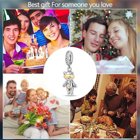 CYCUFF 925 Sterling Silver Charms Suitable for Bracelets Charms Beads, Charm Necklaces Jewellery Gift for Women Family Friends (Space Travelling Robot Bear Charm) in Kuwait