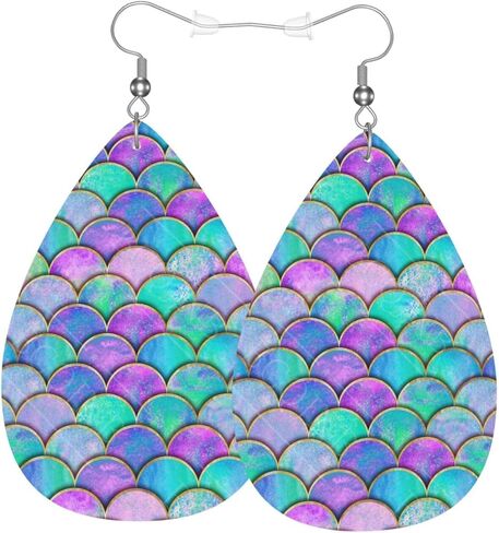 أقراط حورية البحر اليابانية على شكل دمعة للنساء، أقراط متدلية للنساء، هدايا أقراط من الجلد الصناعي خفيفة الوزن in Kuwait