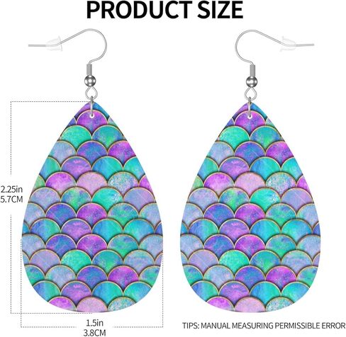 أقراط حورية البحر اليابانية على شكل دمعة للنساء، أقراط متدلية للنساء، هدايا أقراط من الجلد الصناعي خفيفة الوزن in Kuwait