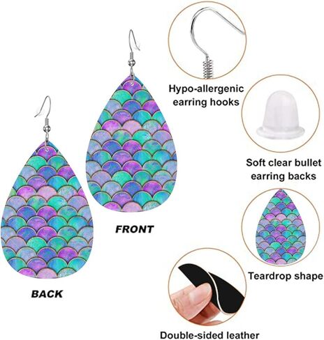 أقراط حورية البحر اليابانية على شكل دمعة للنساء، أقراط متدلية للنساء، هدايا أقراط من الجلد الصناعي خفيفة الوزن in Kuwait