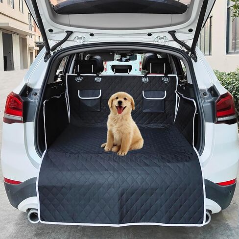 SUV Cargo Liner for Dogs for Hyundai Santa Fe Sport 2013-2018, Water-Resistant SUV Trunk Pet Mat, Non-Slip & Scratch-Resistant Pet Cargo Mat Trunk Cover with Side Flaps,B Black+White in Saudi Arabia