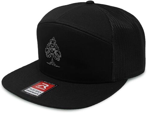 Custom Mesh Cap Hat Snapback Hat Game Cards Skull Spade Logo Flat Bill Hat Trucker Cap Hat 7 Panels in Saudi Arabia