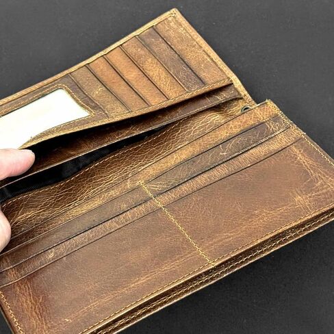 Retro Biker Leather Wallet American Indian Chief Head Printing Purse W/Chain Men in Kuwait