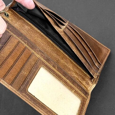 Retro Biker Leather Wallet American Indian Chief Head Printing Purse W/Chain Men in Kuwait