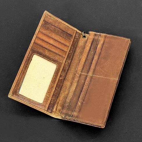 Retro Biker Leather Wallet American Indian Chief Head Printing Purse W/Chain Men in Kuwait