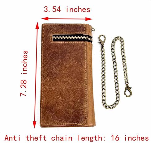 Retro Biker Leather Wallet American Indian Chief Head Printing Purse W/Chain Men in Kuwait