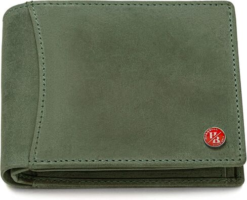 ثيمات المحفظة الجلدية للرجال | محفظة هدايا أنيقة للرجال في عيد الحب | محافظ RFID للرجال مصنوعة من الجلد (أخضر) in Kuwait