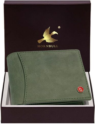 Themes Leather Wallet for Men | Stylish Valentine's Day Mens Gift Wallet | RFID Blocking Wallets Men Leather (Green) in Saudi Arabia