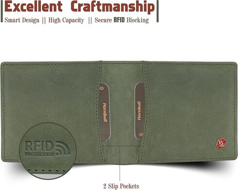 Themes Leather Wallet for Men | Stylish Valentine's Day Mens Gift Wallet | RFID Blocking Wallets Men Leather (Green) in Saudi Arabia