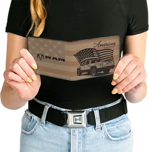 Buckle-Down Ram Wallet, Bifold, Ram 1500 RHO An American Tradition Ram Logo Beige Americana, Vegan Leather in Saudi Arabia