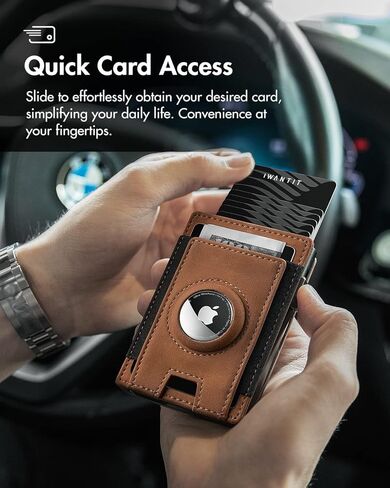 محفظة iwantit Slim AirTag للرجال، محفظة رجالية بسيطة مع جيب بحزام مطاطي، حامل بطاقة الائتمان، حجب RFID، محفظة Apple Air Tag، محفظة ذكية ثنائية الطي لأكثر من 10 بطاقات | نافذة الهوية in Kuwait