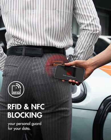 محفظة iwantit Slim AirTag للرجال، محفظة رجالية بسيطة مع جيب بحزام مطاطي، حامل بطاقة الائتمان، حجب RFID، محفظة Apple Air Tag، محفظة ذكية ثنائية الطي لأكثر من 10 بطاقات | نافذة الهوية in Kuwait