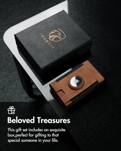 محفظة iwantit Slim AirTag للرجال، محفظة رجالية بسيطة مع جيب بحزام مطاطي، حامل بطاقة الائتمان، حجب RFID، محفظة Apple Air Tag، محفظة ذكية ثنائية الطي لأكثر من 10 بطاقات | نافذة الهوية in Kuwait