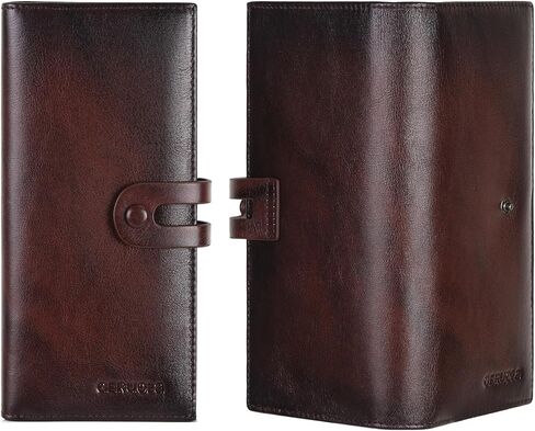 Men's Vintage Genuine Leather Long Wallet for Credit Cards RFID Blocking Mens Genuine leather Bifold Long Wallet with ID Window 11 Card Slots in Saudi Arabia