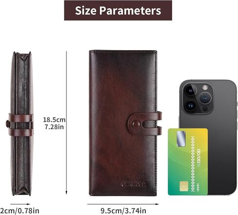 Men's Vintage Genuine Leather Long Wallet for Credit Cards RFID Blocking Mens Genuine leather Bifold Long Wallet with ID Window 11 Card Slots in Saudi Arabia