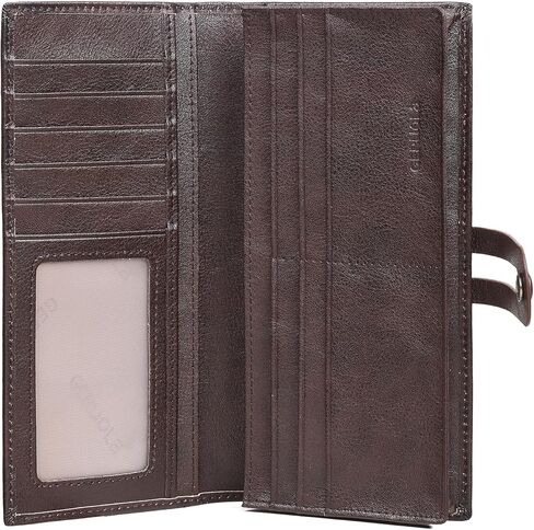Men's Vintage Genuine Leather Long Wallet for Credit Cards RFID Blocking Mens Genuine leather Bifold Long Wallet with ID Window 11 Card Slots in Saudi Arabia