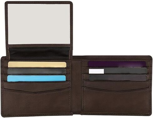 Stylish Coffee Brown Wallet – Premium Leather RFID-Blocking Foldable Wallet with 2 ID Windows for Men and Women in Saudi Arabia