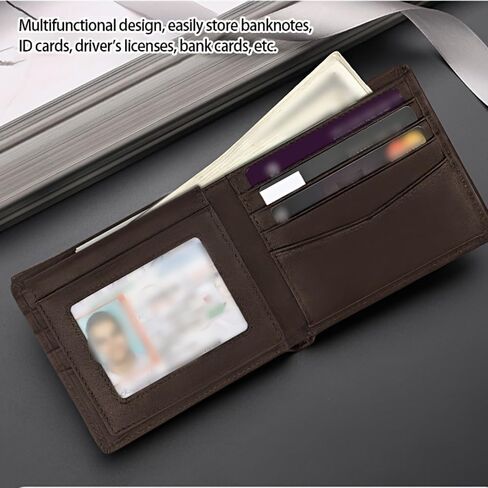 Stylish Coffee Brown Wallet – Premium Leather RFID-Blocking Foldable Wallet with 2 ID Windows for Men and Women in Saudi Arabia