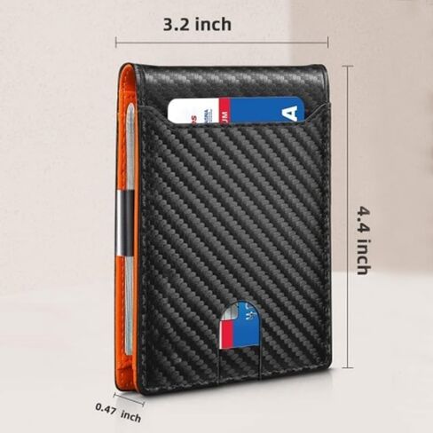 Slim RFID Blocking Wallet for Men – Minimalist Bifold Leather Wallet with 11 Card Holder & ID Window – Front Pocket Money Clip Design in Saudi Arabia