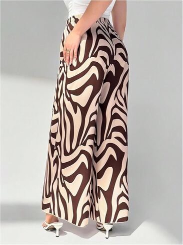 Floerns Women's Plus Size Graphic Wide Leg Palazzo Pants Drawstring Elastic Waist Travel Pants in Saudi Arabia