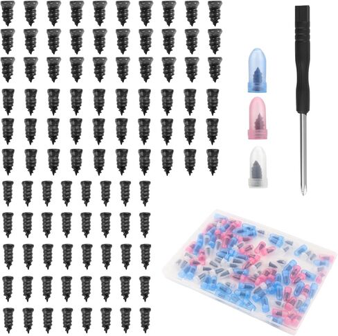 100 قطعة من مجموعة الأظافر المطاطية لإصلاح الإطارات بـ 3 أحجام، طقم سدادات الإطارات لإصلاحات الثقب في حالات الطوارئ، طقم سدادات براغي متينة في الإطارات كمجموعات إصلاح الإطارات الاحترافية مع مفك براغي in Kuwait